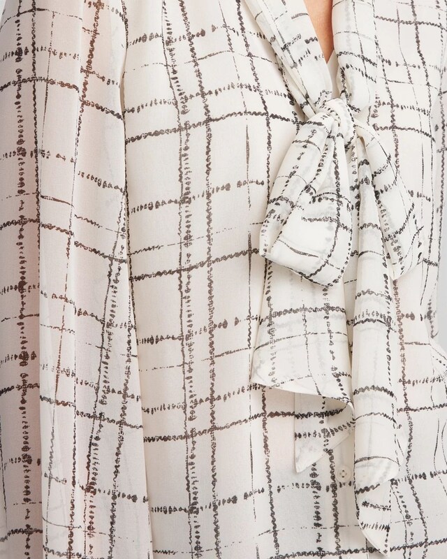Plaid Tie Bow Blouse - image 4